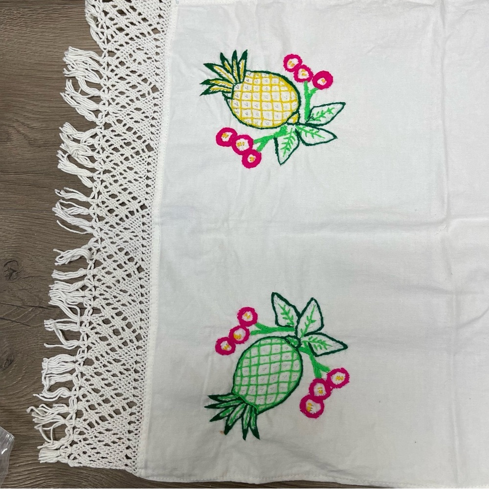 Pineapples Embroidered Cloth Napkin Tortilla Warmer Servilleta - Picture 3 of 8